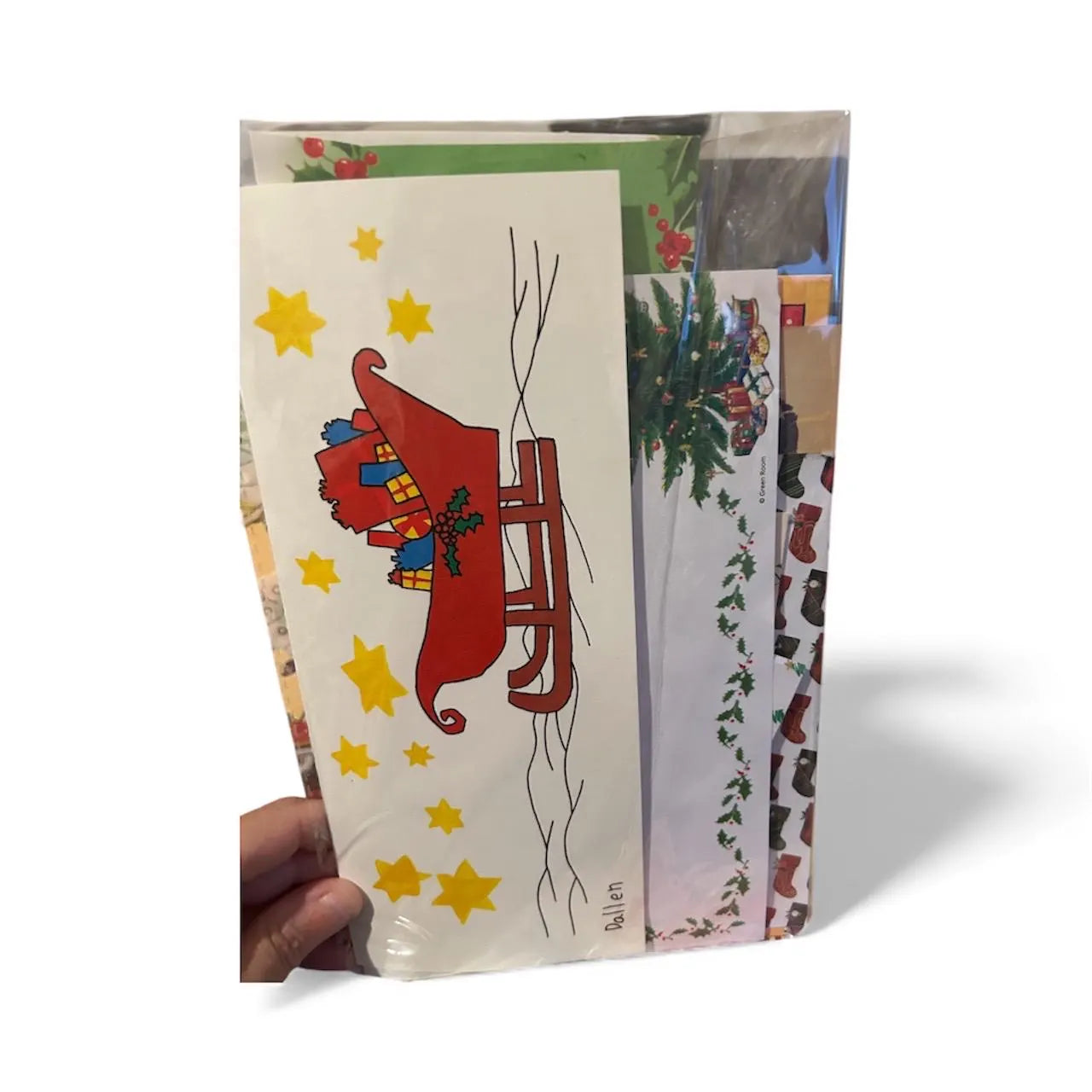 Holiday Junk Journal Kit – Handmade Christmas Fabric Basket, Ephemera, Stickers